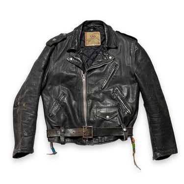 Vintage 1960s BECK ONE STAR Black Leather Motorcycle Jacket ~ size M ~ Biker ~ Double Rider ~ 60s ~ Talon Zipper 