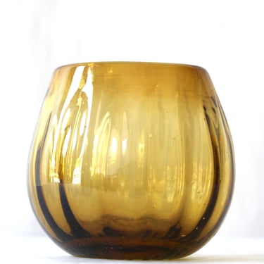 Recycled Handblown Glass | Pleated Amber Glass