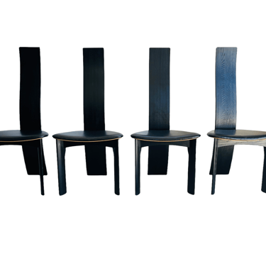 Set 4 Danish Ebonized Dining Chairs Designed by Bob & Dries Van Den Berghe