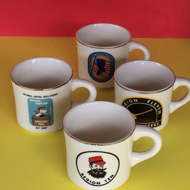 Vintage Boy Scout Mugs, Set of Four 