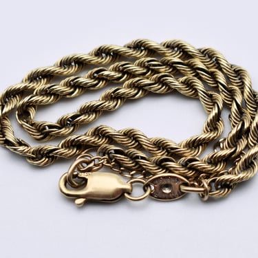 80's Italy 585 gold rope chain & single diamond bracelet, PAT #465 1517 14k yellow gold bracelet 