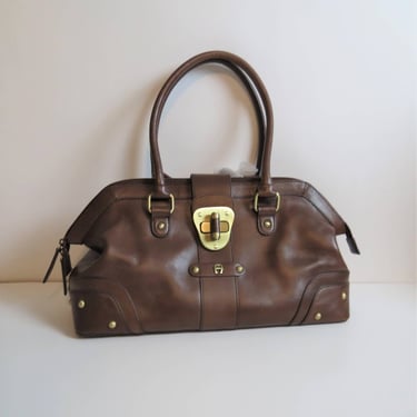 NWOT vintage leather satchel crossbody bag Etienne Aigner handbag brown 