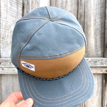 Handmade 6 Panel Waxed Canvas Hat in Gray, Triangle Front Baseball Cap, Camp Hat, Snap Back Hat, 7 Panel Hat, gift for him, gift for her 
