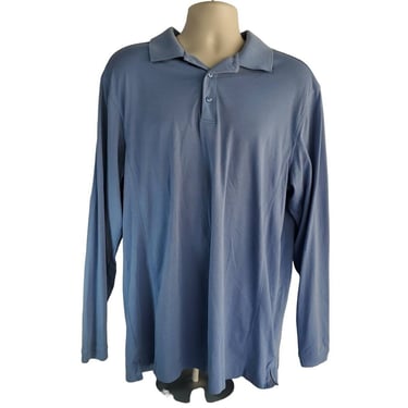 Cutter & Buck Polo Shirt Long Sleeve CB DryTec XL Blue Moisture Wicking Golf 