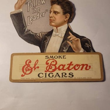 Rare antique counter top die cut display advertisement for El Baton Cigars. 