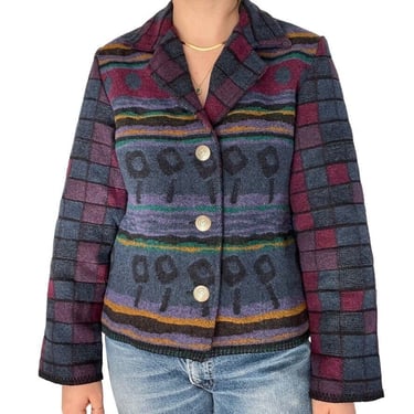 Vintage Womens Wooded River Western Bohemian Wool Blend Rodeo Blazer Jacket Sz M 