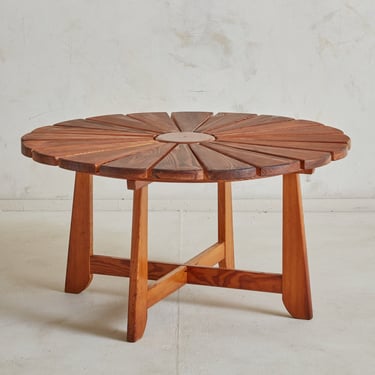 Pine Wood Flower Coffee Table, France 1950s