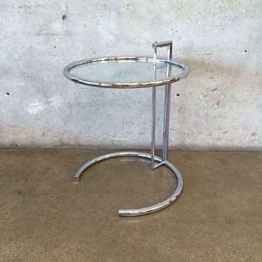 Classi Con Adjustable Table in Chrome and Crystal Signed Eileen Gray