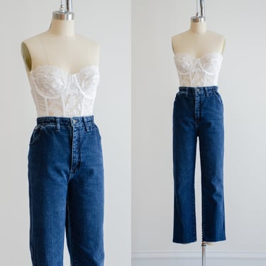 high waisted jeans 90s vintage Lee dark wash straight leg jeans 