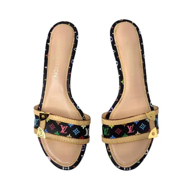 Louis Vuitton Black Multicolor Kitten Heels