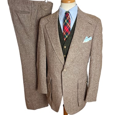 Vintage 1970s CHAPS RALPH LAUREN Donegal Tweed 2pc Wool Suit ~ 38 L ~ hacking jacket / blazer / sport coat / pants ~ Preppy / Ivy / Trad 