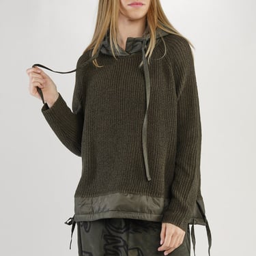 Hooded High Neck Oversized Knit Pullover in ROCK Only