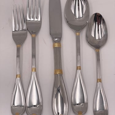 Christian Dior Antoinette Gold Accent Stainless Flatware Place Setting GH
