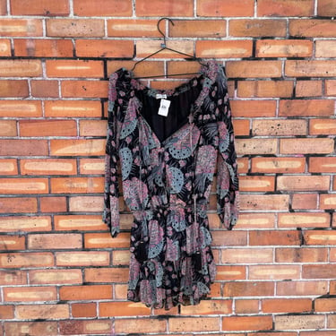 loveshackfancy black and pink floral popover dress / xs extra small 