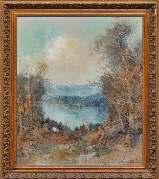 LANDSCAPE WITH VIEW OF LAKE BY WILLI BAUER (1980s)