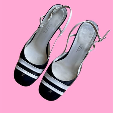 Chanel Stripe Slingbacks