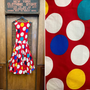 Vintage 1980’s Polka Dot 1960’s Mod Style “Victor Costa” Circle Skirt Party Dress, 1980’s Dress, Polka Dot, Circle Skirt, Party Dress, 