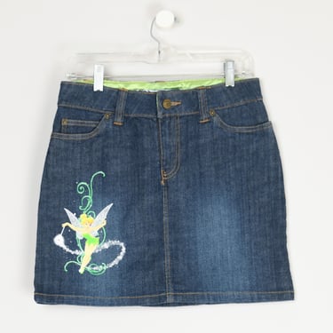 Vintage Y2k Tinkerbell Denim Mini Skirt - 2000s clothing, disney, peter pan - Women's 4 (30