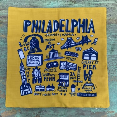 Philadelphia Pillow case yellow 18×18 inches