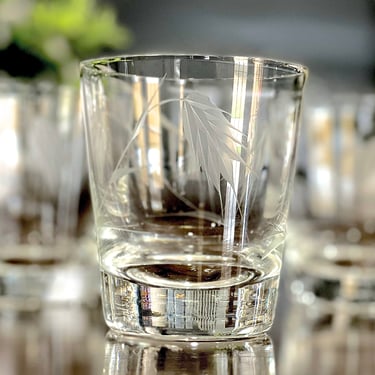 VINTAGE: 5pcs - Old Fashion Etched Wheat Pattern Crystal Glasses - By Noritake Sasaki - Liquor Cognac Glasses - SKU 