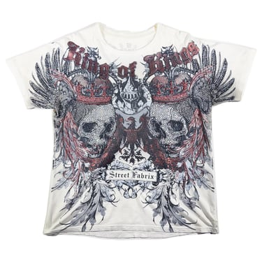 Vintage King Of Kings T-Shirt 2000s Cyber Grunge Skull Tee Bedazzled