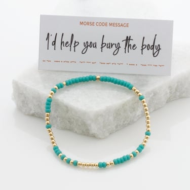 I'd Help Morse Code Bracelet, Bead Bracelet with Hidden Message, Layering Bracelet, Stretch Bracelet, Birthday Gift for Her 