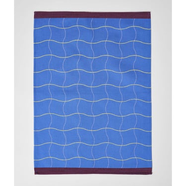 Blue Wave Grid Tea Towel
