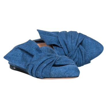 Veronica Beard - Blue Denim Chambray Pointed Toe Slip On Mule Sz 8