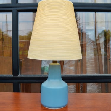 Rare Sky Blue Lotte Bostlund Bedside Lamp w/ Original Fiberglass Shade