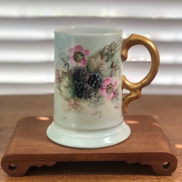 REDUCED! Antique MZ (Moritz Zdekauer) Tankard/Stein with Blackberries – Hand Painted Beauty from Austria! 