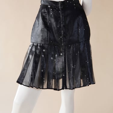 F/W 2014 Fendi by Karl Lagerfeld runway skirt - Fall 2014 designer skirt with sheer silk pleating, zipper and galaxy print 
