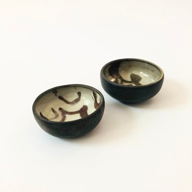 Pair of Small Raku Pottery Bowls 