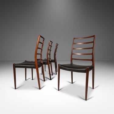 Set of Four (4) Niels Møller Model No. 82 Side Chairs in Rosewood & Leather for J.L. Møllers Møbelfabrik, Denmark, c. 1960's 