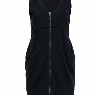 Alexander Wang - Black Sleeveless Knit Bodycon Dress w/ Front Zipper Sz L