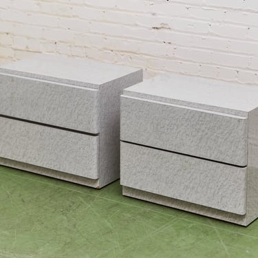 Faux Stone Post Modern pair of Nightstands