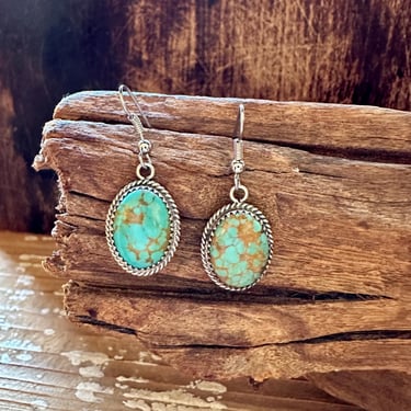 TURQUOISE BUFFALO DANCER Navajo Sterling Silver Earrings | Native American Navajo Southwestern Jewelry | Buffalo Dancer Hallmark 