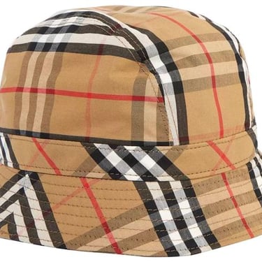 BURBERRY Camel Bucket Checked Cotton-blend Twill Size Small Hat