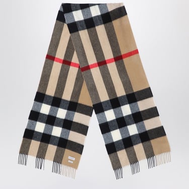 Burberry Beige Cashmere Check Scarf Women