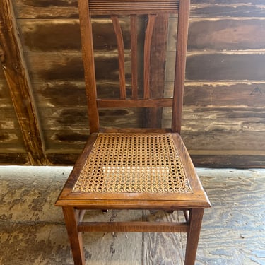 Beautiful 1920s Wood Chair With Cane Seat 35” X 15” X 15”