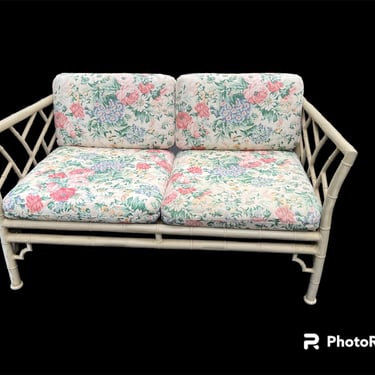 Vintage Meadowcraft faux bamboo loveseat 