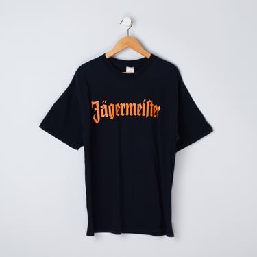 Vintage Y2k Jagermeister T-Shirt - liquor, gothic, black & orange, oversized - Men's XL 