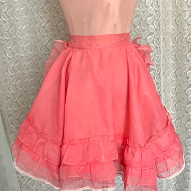 Ruffled Apron, Sexy Sheer Chiffon, Tiers, Vintage 50s 60s Home Kitchen Trad Wife 