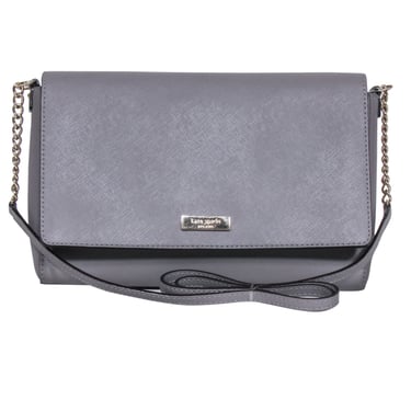 Kate Spade - Grey Leather Fold-Over Crossbody Bag