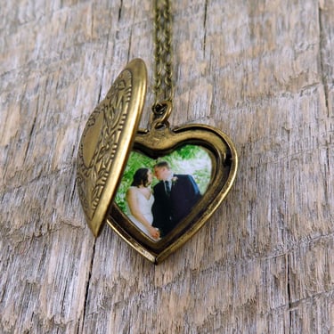 Heart Locket Necklace with Photos, Personalized Jewelry, Memorial Locket, Picture Locket, Personalized Locket, Anniversary Gift 