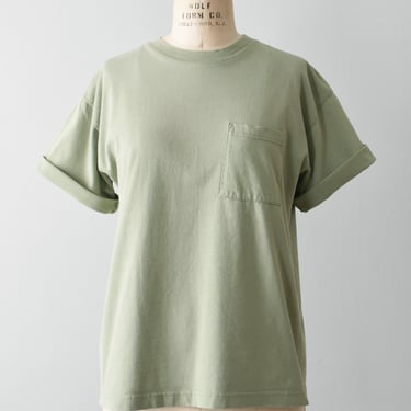 vintage 90s pocket tee, sage green cotton t shirt 