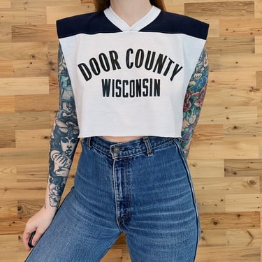 Vintage Cropped Door County Wisconsin Tank Crop Top Tee Shirt T-Shirt 