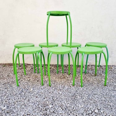 1 of 8 Mid Century Modern Stool by Maria Vinka for IKEA / Retro Stools / Green Low Stool / Green Chair / Plastic Chairs / Sweden /1990 /'90s 