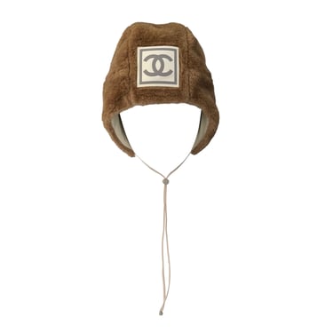 Chanel Brown Faux Fur Logo Winter Hat