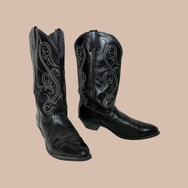 Vintage Women's ACME Black Cowboy Boots ~ size 10 M ~ Western 