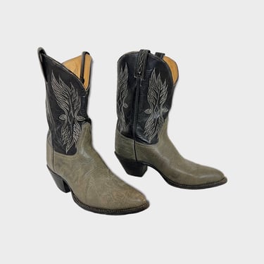 Vintage TONY LAMA Black Label Cowboy Boots ~ 10 D ~ Western / Rockabilly / Ranchwear ~ 2-Tone ~ Pee Wee / Shorty 